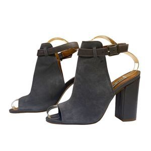 Steve Madden Suede Open Toe Gray Carnabi Leather Bootie Open Heel Size 6.5